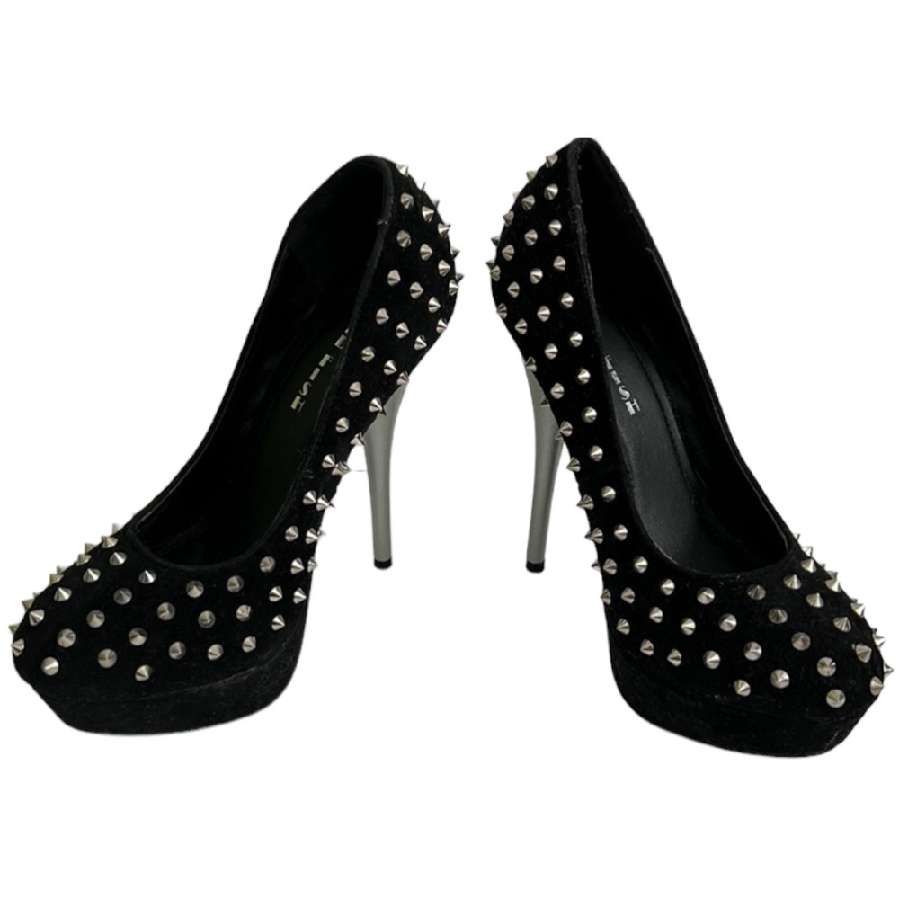 Black Velvet Spiked Goldfish Platform Heels Women 6.5